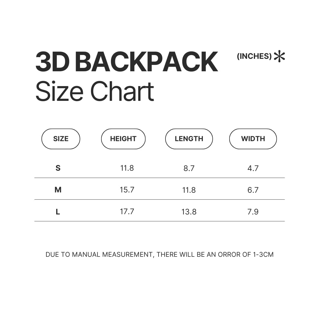 3D Backpack Size Chart - Chainsaw Man AU Store