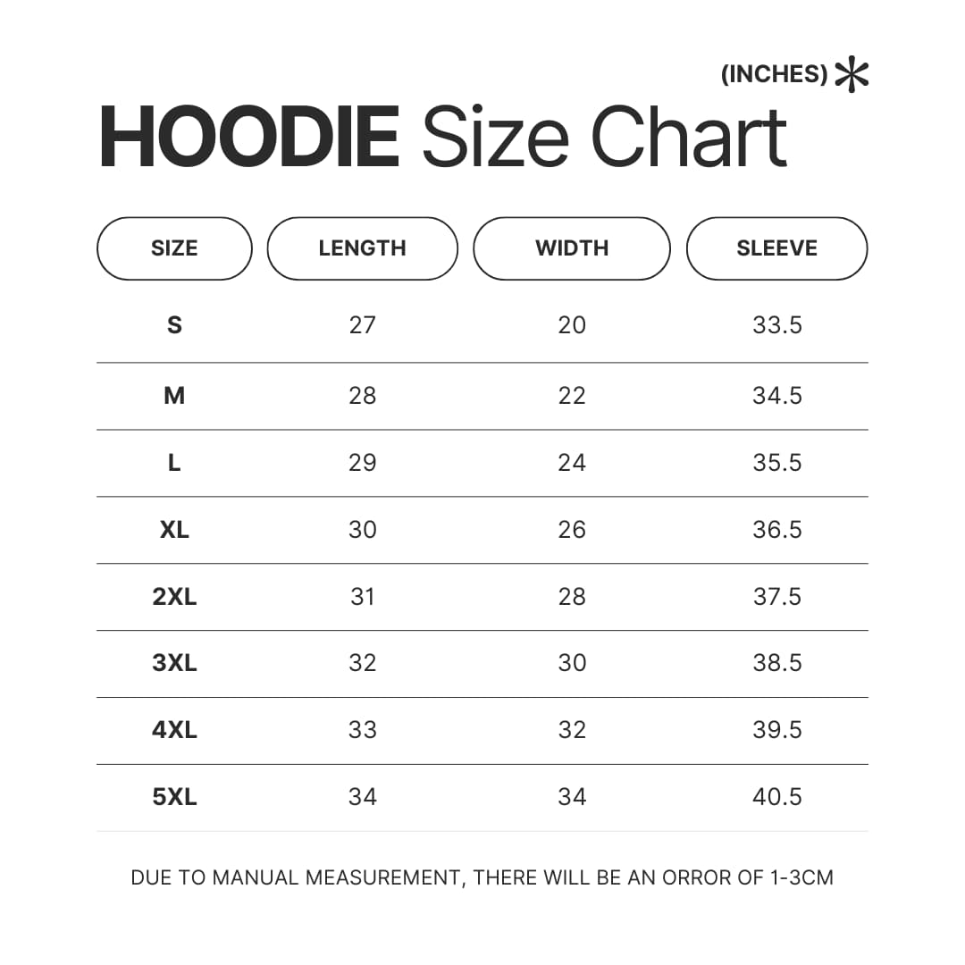 Hoodie Size Chart - Chainsaw Man AU Store