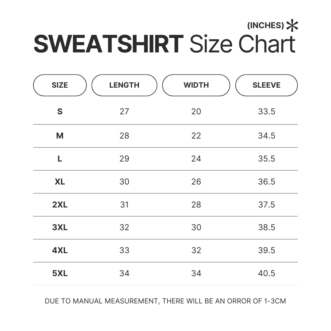 Sweatshirt Size Chart - Chainsaw Man AU Store