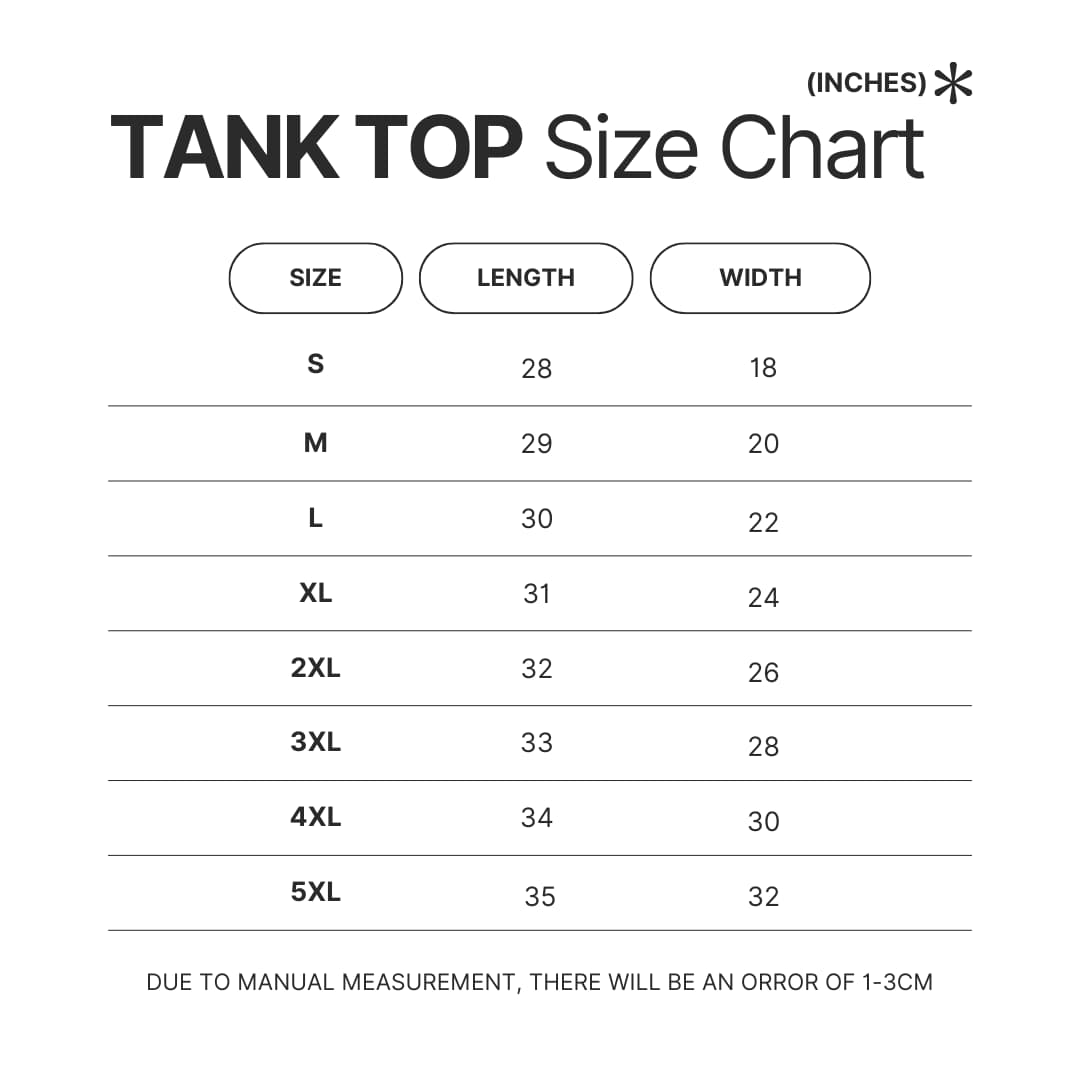 Tank Top Size Chart - Chainsaw Man AU Store