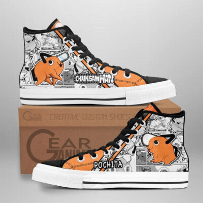 Pochita High Tops Canvas Shoes Manga Style