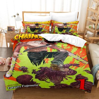 Cartoon Chainsaw Man Bedding Set
