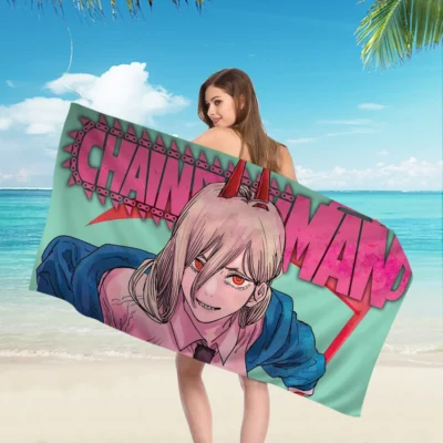 High Quality Chainsaw Man Beach Towels