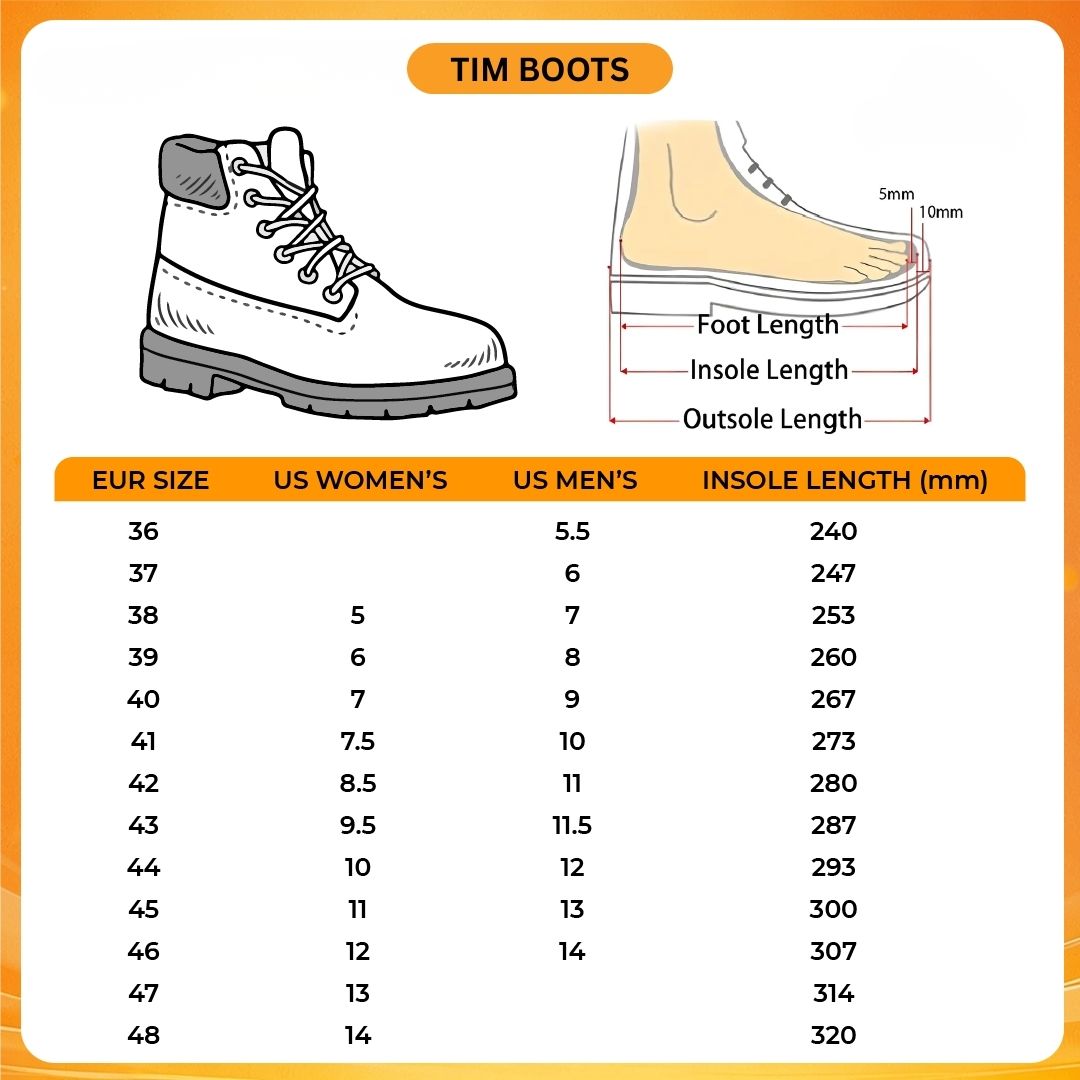 Tim Boots V1 Size Chart - Chainsaw Man AU Store