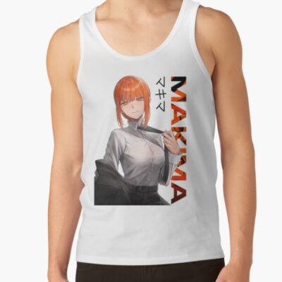Casual Makima Typography Chainsaw Man Sticker Tank Top