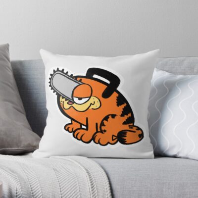 Monday Devil Chainsaw Cat Throw Pillow
