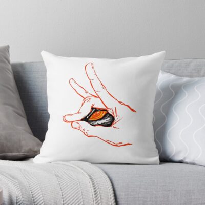 Kon Fox Demon Chainsaw Red Line Art Throw Pillow
