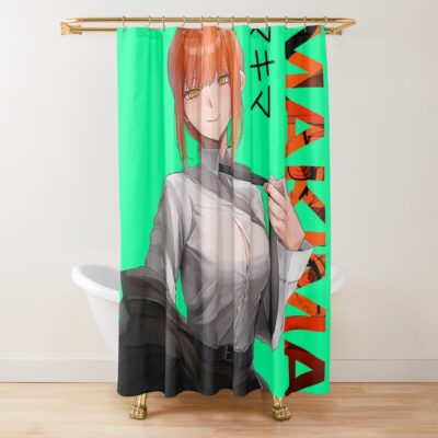 Casual Makima Typography Chainsaw Man Shower Curtain