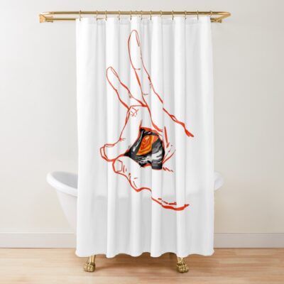 Kon Fox Demon Chainsaw Red Line Art Shower Curtain